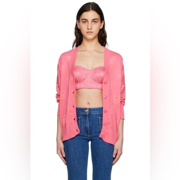 MOSCHINO Couture teddy bear cardigan in pink Size 6 NWOT - Picture 5 of 8